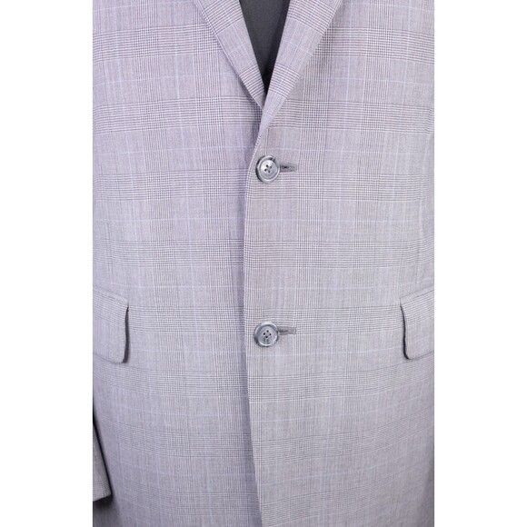 Jos. A. Bank 2-Pcs WOOL Gray Plaid Two Button Jacket Blazer Sz 42L Pants 36X30 - Picture 3 of 16